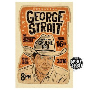 George Strait concert gig poster - 2016 - 12"x18" FREE US SHIPPING
